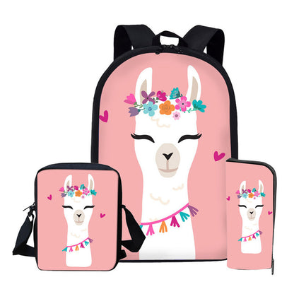 No Drama Llama School Bag with Messenger Bag and Pencil Case