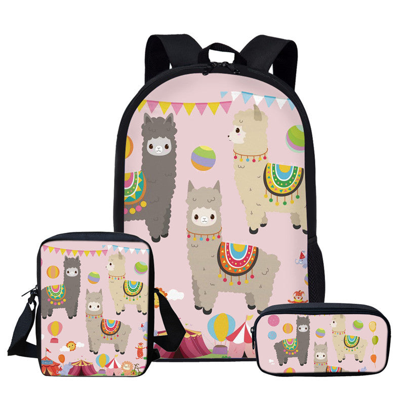 No Drama Llama School Bag with Messenger Bag and Pencil Case