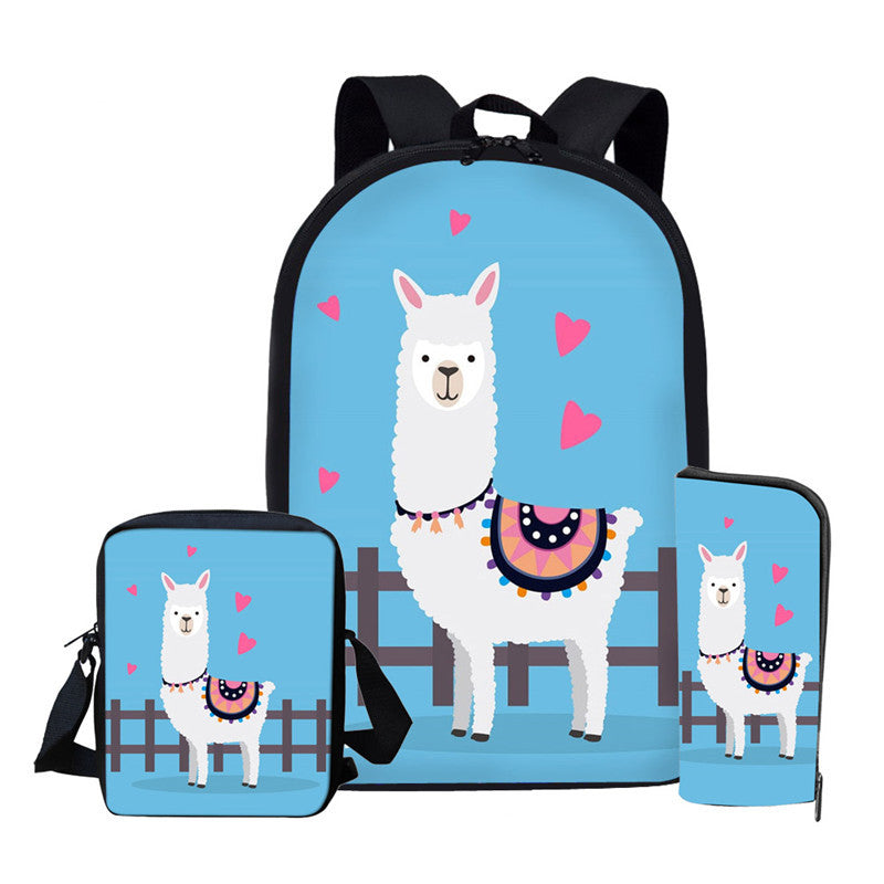 No Drama Llama School Bag with Messenger Bag and Pencil Case