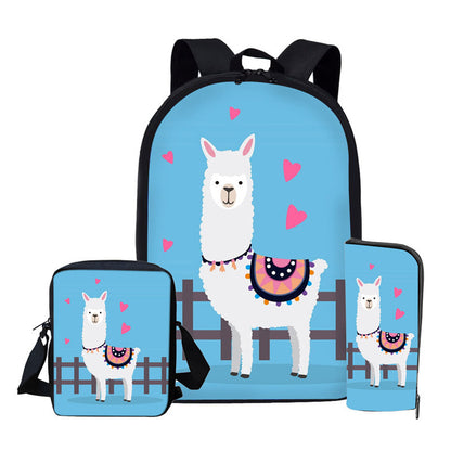 No Drama Llama School Bag with Messenger Bag and Pencil Case