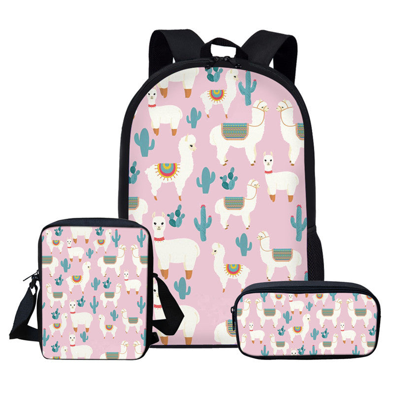 No Drama Llama School Bag with Messenger Bag and Pencil Case