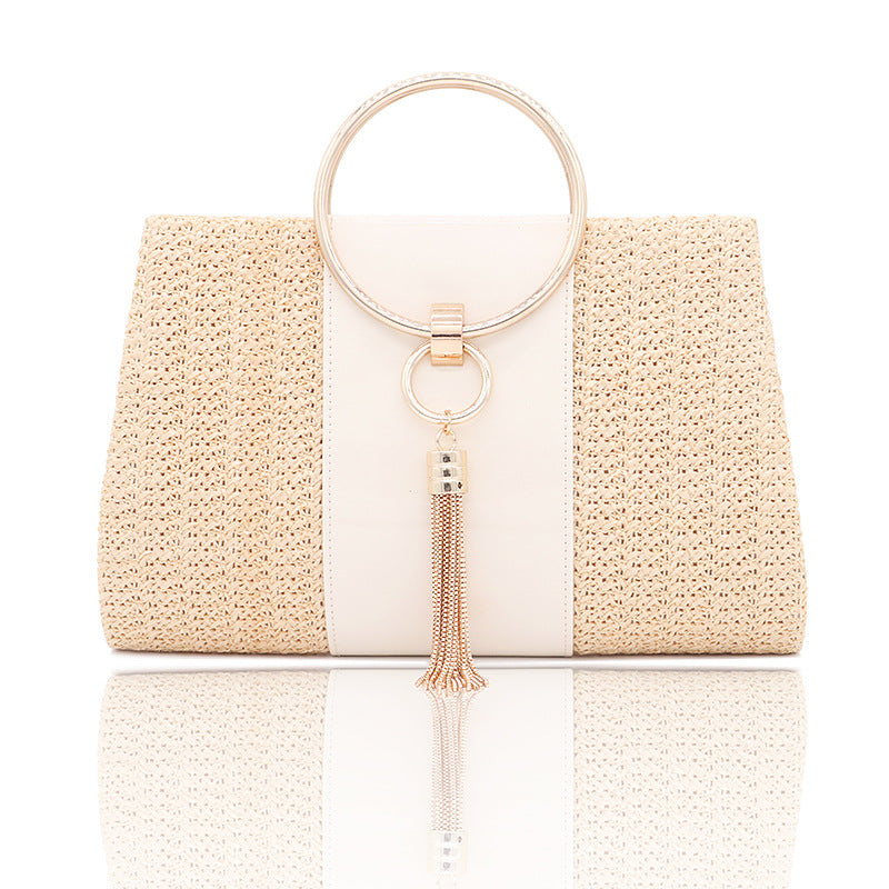 Women's Knitted Nude Handbag with Chain tassel