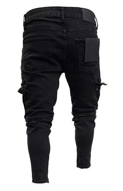 Men's Fashion Mid Waist Ripped Slim Jeans