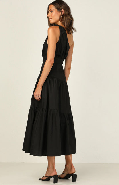 Women's One Shoulder Gathered Long Dress