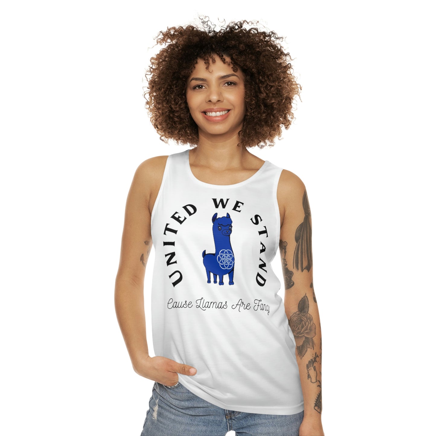 Unisex Tank Top (AOP) - Signature Llama Me Baby Tank Top United... Cause Llamas Are Fancy