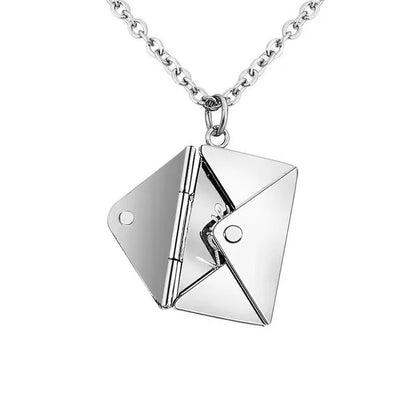 Women's and Girls Envelope Necklace engraved love letter