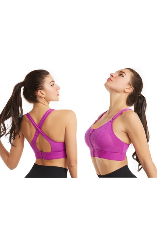 Women's Adjustable Front Zip Sports Bra