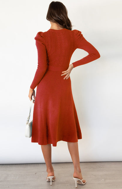 Women's Long Sleeve Cable Knit Sweater Dresses