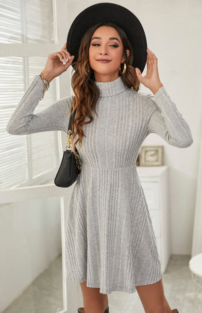 Women's Turtleneck Pleated A Line Dress