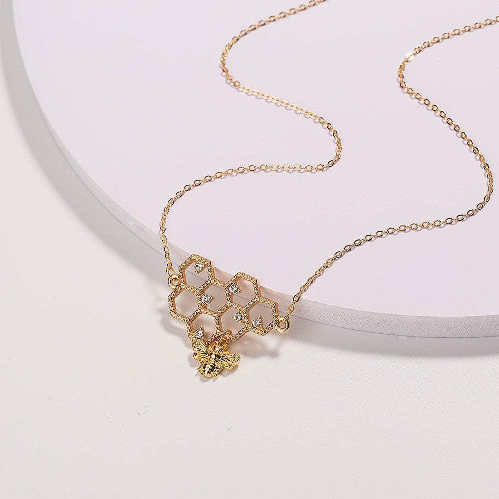 Women's and Girls Grand Honeycomb and Bee Necklace