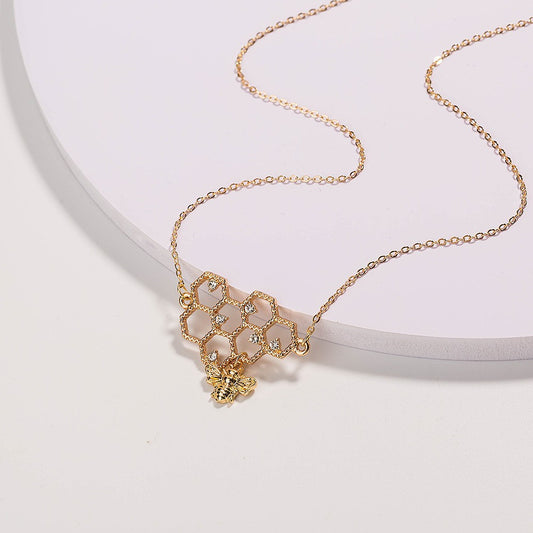 Women's and Girls Grand Honeycomb and Bee Necklace