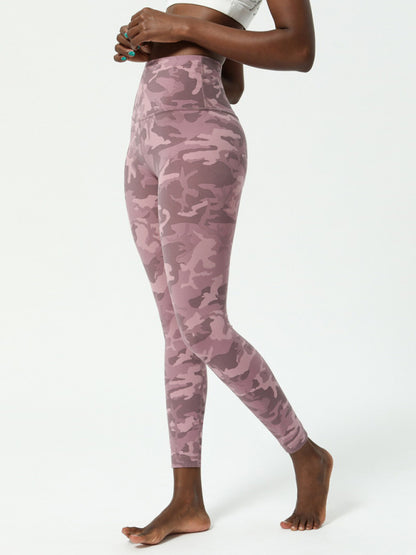 Women's European and American camouflage yoga pants  double-sided nude printing yoga pants