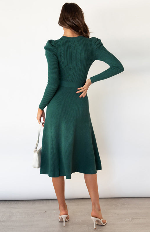 Women's Long Sleeve Cable Knit Sweater Dresses