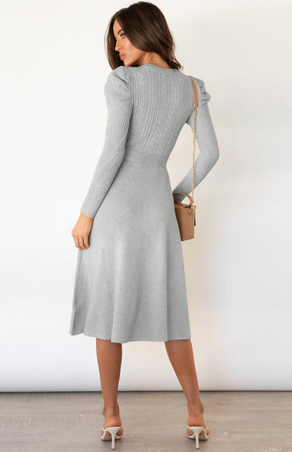 Women's Long Sleeve Cable Knit Sweater Dresses