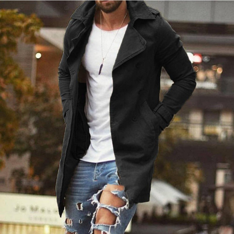 Men's Coat mid-length slim fit large size windbreaker casual jacket