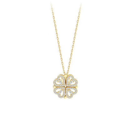 Women's and Girls Love four leaf clover necklace