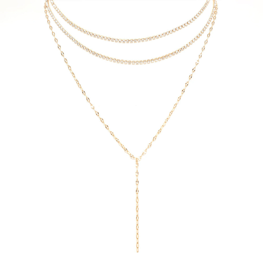 Multi-layer necklace rhinestone sexy clavicle chain