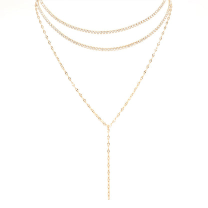 Multi-layer necklace rhinestone sexy clavicle chain