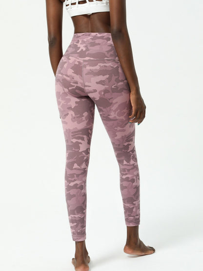 Women's European and American camouflage yoga pants  double-sided nude printing yoga pants