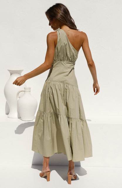 Women's One Shoulder Gathered Long Dress