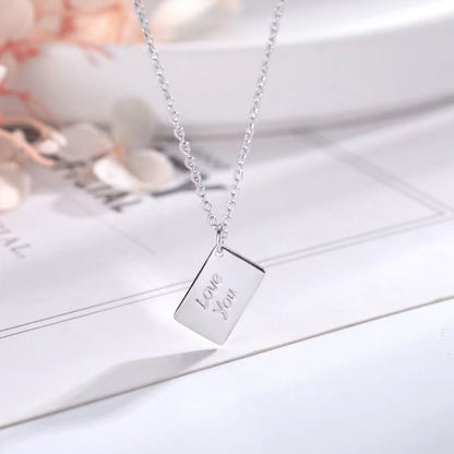 Women's and Girls Envelope Necklace engraved love letter