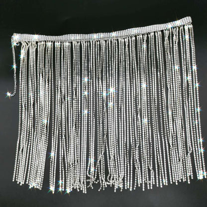 Women's Cross-border Bright Diamond Tassel Waist Chain Skirt