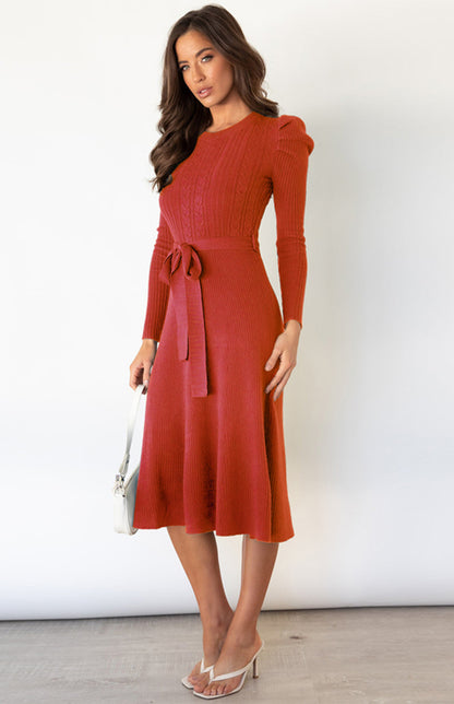 Women's Long Sleeve Cable Knit Sweater Dresses