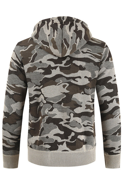 Men's Hooded Sweater Cardigan Camo Hooded Athleisure Sweater