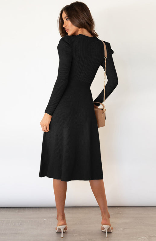 Women's Long Sleeve Cable Knit Sweater Dresses