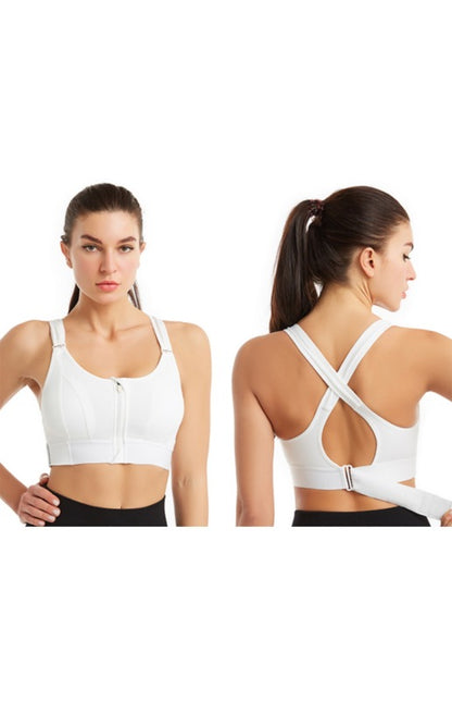 Women's Adjustable Front Zip Sports Bra