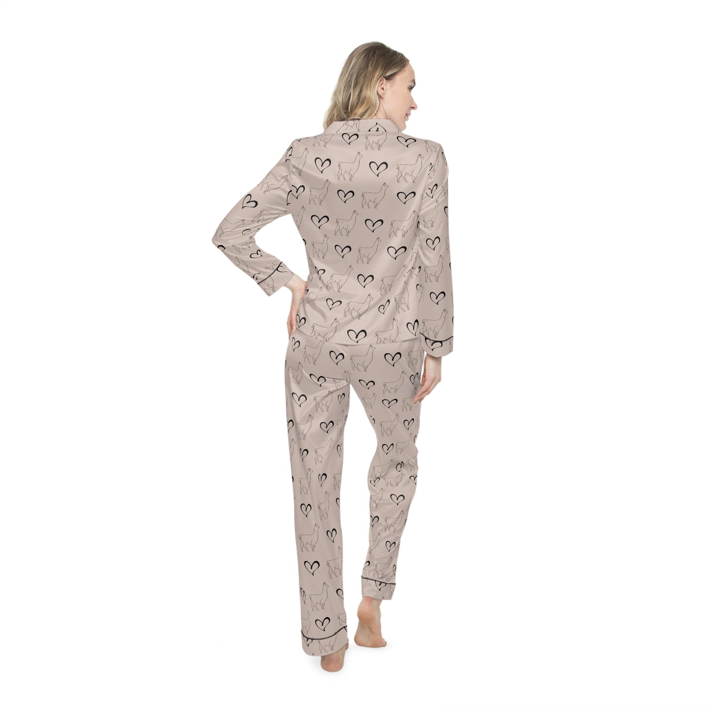 Women's Satin Pajamas (AOP) - Blush