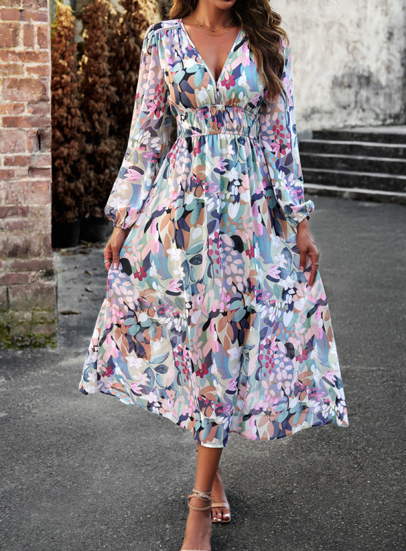 Women's Bohemian resort casual printed long Dress