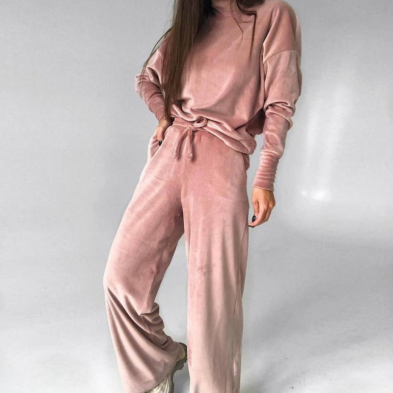 Women's Long Sleeve Two Pieces Sweatshirt and Matching Lounge Pant Suite Set