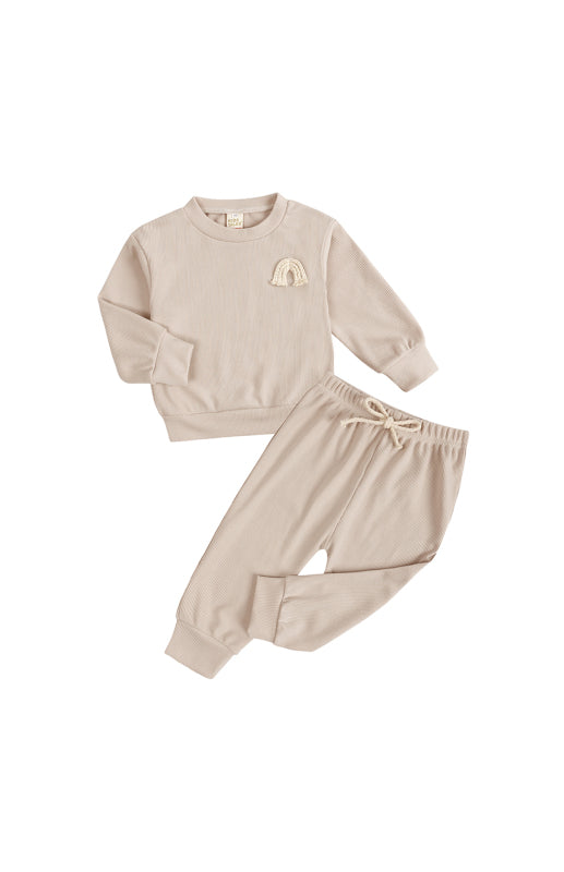 Boy's and Girls  Pit Strip Pullover Long Sleeve Pajama Sets