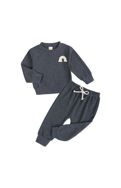 Boy's and Girls  Pit Strip Pullover Long Sleeve Pajama Sets