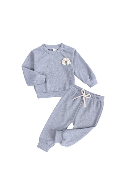 Boy's and Girls  Pit Strip Pullover Long Sleeve Pajama Sets