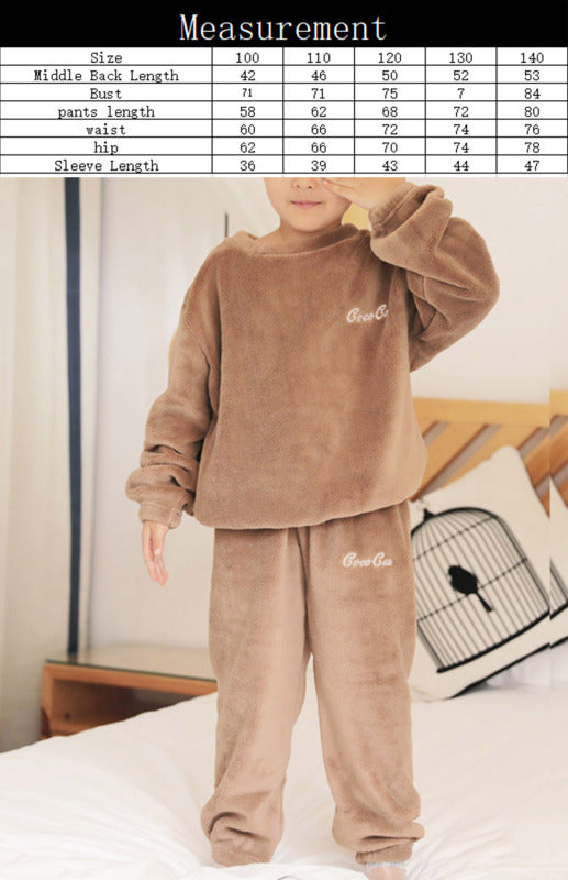 Girls Embroidered Coral Fleece Pajama Set