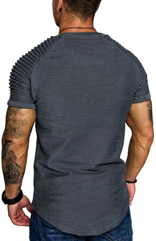 Men's Short Sleeve T-Shirt Muscle Fitted T Shirt Gym Workout Athletic Tee