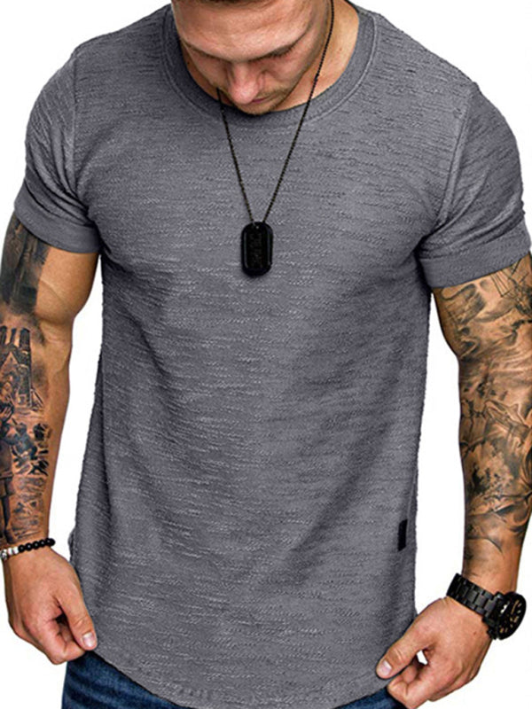 Short-sleeved T-shirt bamboo cotton solid color round neck T-shirt men's bottoming shirt