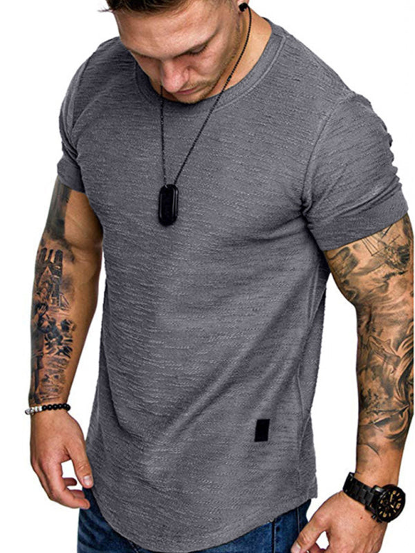 Short-sleeved T-shirt bamboo cotton solid color round neck T-shirt men's bottoming shirt