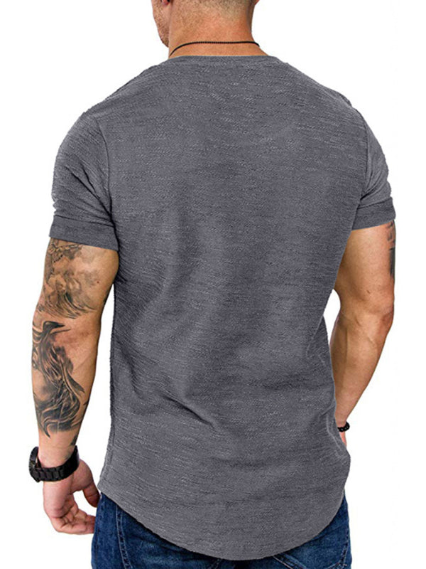 Short-sleeved T-shirt bamboo cotton solid color round neck T-shirt men's bottoming shirt