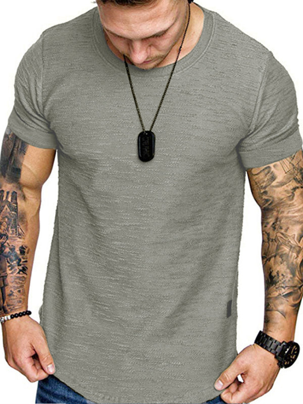 Short-sleeved T-shirt bamboo cotton solid color round neck T-shirt men's bottoming shirt
