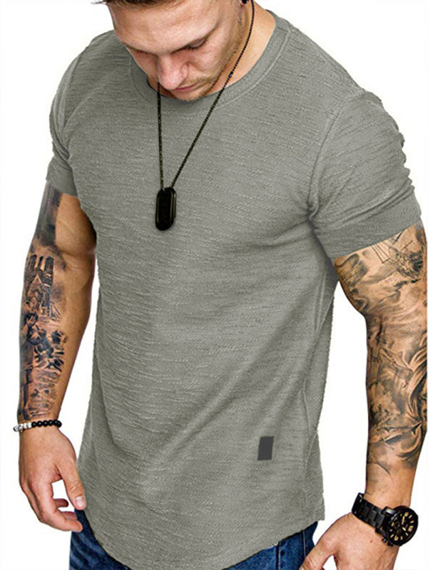 Short-sleeved T-shirt bamboo cotton solid color round neck T-shirt men's bottoming shirt