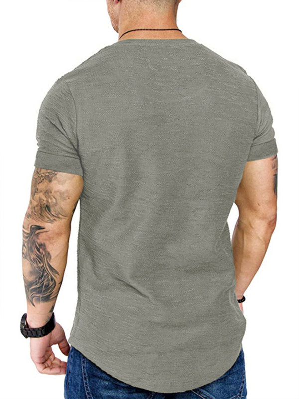 Short-sleeved T-shirt bamboo cotton solid color round neck T-shirt men's bottoming shirt