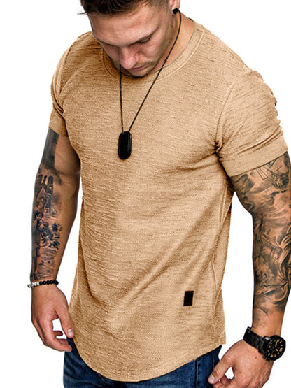 Short-sleeved T-shirt bamboo cotton solid color round neck T-shirt men's bottoming shirt