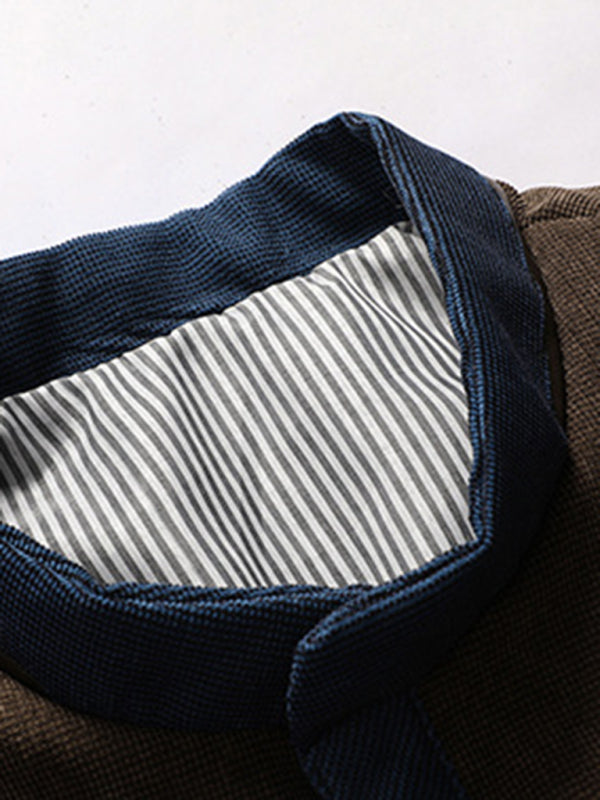 Side seam pocket thickened non-hooded blue casual youth jacket
