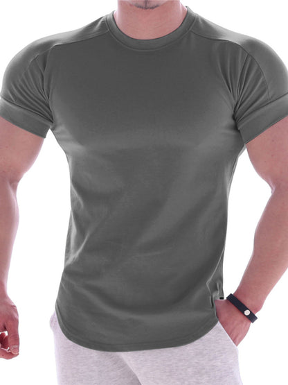 Men's Solid Color Workout Ready Compression Short-sleeve T-shirt