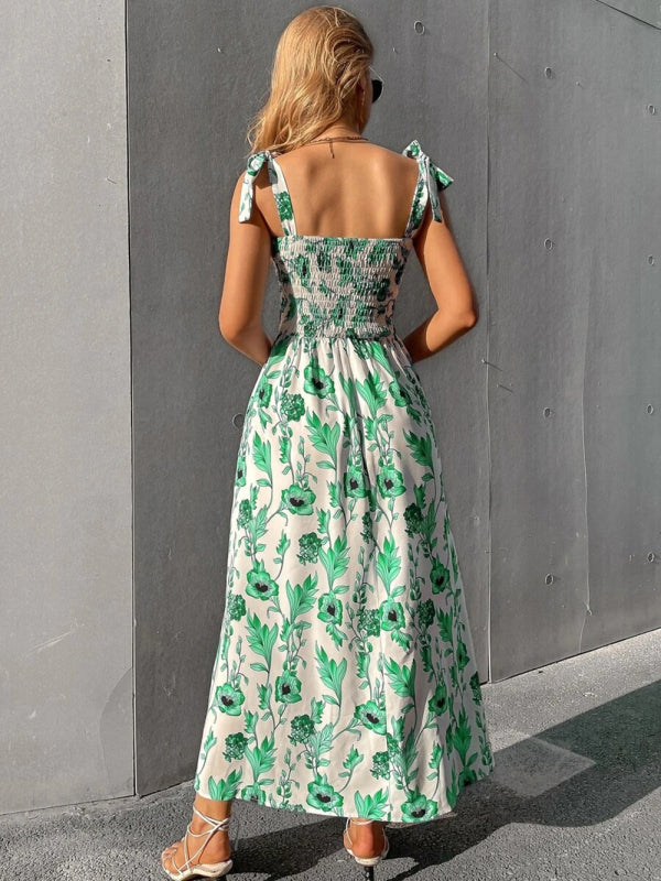 Women's Floral Print Smocked Tiered Dress