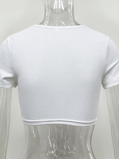 Women's Solid Color Ring Crop Tee