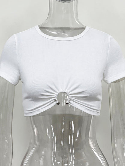 Women's Solid Color Ring Crop Tee